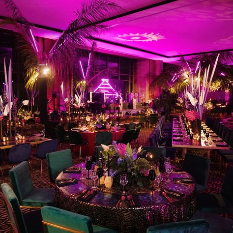 Neon Wedding Theme, Party Tips And Tricks, Havana Nights Party Theme, Emily Clarke, Emily Clark, Havana Nights Party, Corporate Event Design, Disco Night, Havana Nights