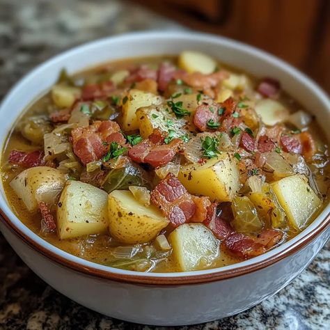 Irish Bacon, Cabbage, and Potato Soup – PHUIIS BLOG Cabbage And Potato Soup, Bacon Cabbage, Cabbage Potato Soup, Irish Bacon, Stuffed Pepper Casserole, Cabbage And Potatoes, Irish Cuisine, Chicken And Cabbage, Chowder Soup