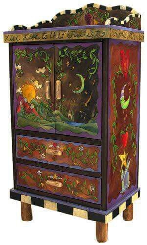 Decorated Furniture, Painted Armoire, Whimsical Painted Furniture, Sticks Furniture, Painted Cabinet, Whimsical Furniture, Art Boy, Painted Chairs, Funky Furniture