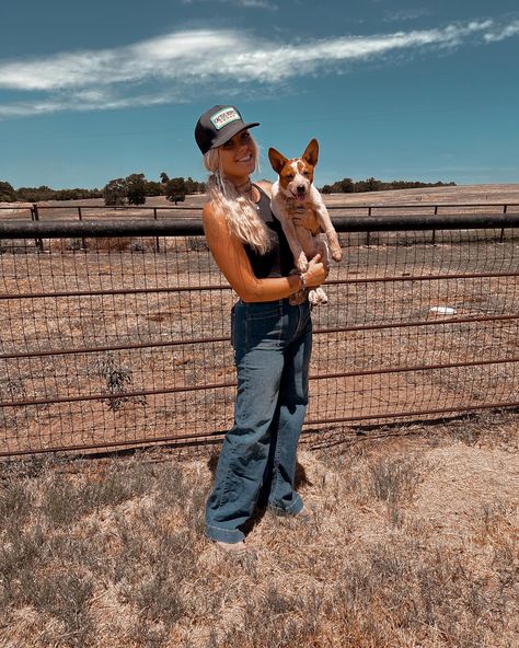 Western Dogs, Western Photo Shoots, Punchy Outfits, Senior Year Things, Dream Horse Barns, Western Fits, Western Photo, Blue Heelers, Country Style Outfits