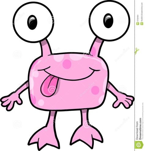 Pink Monster Vector Illustration Monster Cute Drawing, Cute Cartoon Monsters, Funny Monsters Illustration, Monster Clipart Cute, Cute Monster Illustration, Trin For Trin Tegning, Monsters Vs Aliens, Monster Quilt, Pink Monster