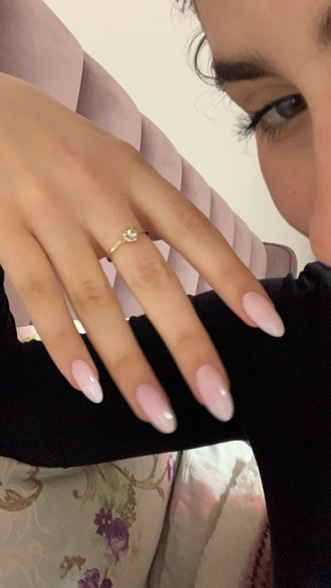 Soft baby pink gel almond nails Almond Light Pink Nails, Baby Pink Gel Nails, Baby Pink Almond Nails, Light Pink Almond Nails, Gel Almond Nails, Baby Pink Nails Acrylic, Nike Nails, Blush Pink Nails, Baby Pink Nails