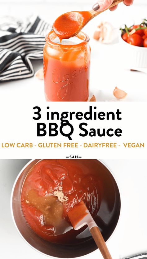 3 Ingredient Bbq Sauce, Keto Barbecue Sauce Recipe, Sugar Free Bbq Sauce Recipe, Vegan Bbq Sauce Recipe, Low Sugar Bbq Sauce, Home Made Bbq Sauce, Healthy Sauce Recipes, Keto Bbq Sauce, Meat Burger