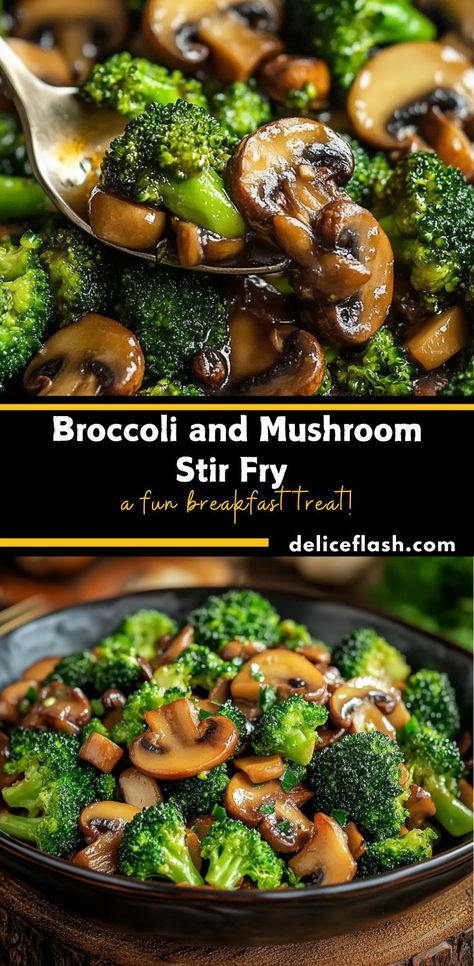 This Broccoli and Mushroom Stir Fry is a healthy, flavorful, and easy-to-make dish packed with vibrant vegetables and a savory sauce. The combination of tender broccoli, earthy mushrooms, and aromatic garlic creates a dish that's perfect for a quick weeknight meal or a light side dish. Broccoli And Mushroom Stir Fry, Mushrooms And Broccoli, Broccoli And Mushrooms, Light Side Dishes, Mushroom Stir Fry, Savory Dinner, Stir Fry Recipe, Savory Sauce, Light Side