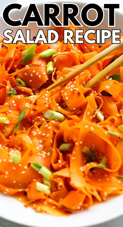 Easy Carrot Salad with Asian Dressing - Sims Home Kitchen Easy Carrot Salad, Sims Home, Healthy Lunch Salad, Vegetable Side Dishes Healthy, Carrot Salad Recipes, Asian Dressing, Lunch Salad, Drink Inspiration, Vegan Asian