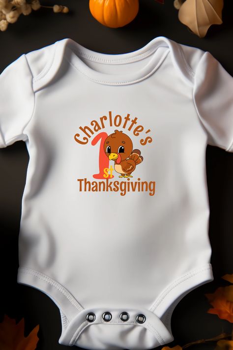 Celebrate your baby girls first Thanksgiving with this cute onesie #MyFirstThanksgiving#BabyGirl#Thanksgiving My First Thanksgiving Shirt, Thanksgiving Onsie Ideas, My First Thanksgiving Shirts Boys, Funny Baby Thanksgiving Shirts, Thanksgiving Onesie Girl, My First Thanksgiving, Cute Onesie, Thanksgiving Baby, First Thanksgiving