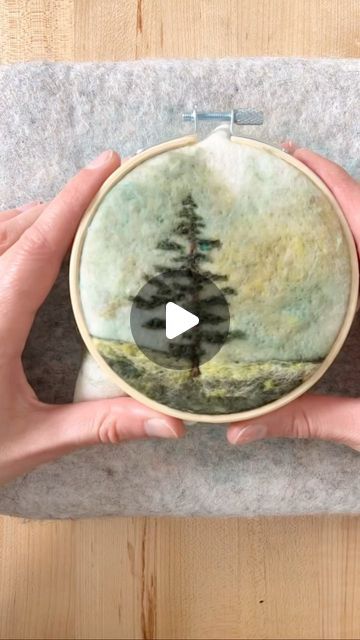 Erin Gardner on Instagram: "Felting a forest🌲  Bonus: Can you spot the moment where I flipped my canvas upside down after making the background? I left it that way too. Just a reminder not to be afraid to look at your work from all angles. Sometimes it knows where it wants to go even when you don’t. 🙃  #process #needlefelting #felt #feltingprocess #forest #2dneedlefelting #woolpainting #feltedforest #feltedlandscape #fiberartist #wip #landscape #woodlandlandscape" Needle Felting Diy Tutorials, Wet Felting Tutorial, Needle Felting Tutorial, Landscape Art Quilts, Needle Felting Diy, Wool Felt Projects, Wet Felting Projects, Needle Felted Christmas, Felted Wool Crafts