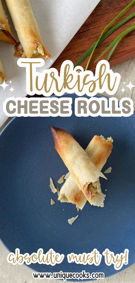 Make these authentic Turkish cheese rolls, known as Sigara Boregi, for a crispy and savory appetizer. Rolled with feta cheese and yufka dough, they’re perfect for parties or a snack. This easy borek recipe delivers a delicious taste of Turkey in every bite. Borek Recipe Turkish, Turkish Cheese, Borek Recipe, Pastry Rolls, Turkish Spices, Crispy Rolls, Cheese Rolls, Turkish Kitchen, Favorite Dips