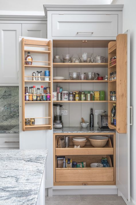 Larder Storage, Küchen In U Form, Aga Kitchen, Kitchen Larder Cupboard, Kitchen Larder, Built In Pantry, Kitchen Redesign, Small Pantry, Kitchen Pantry Design