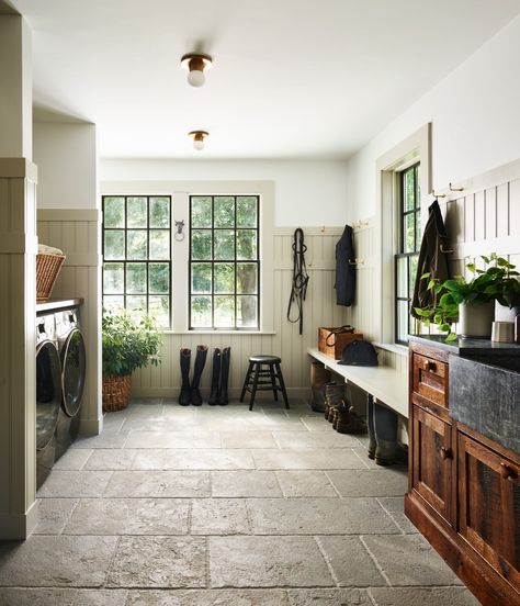 Mud Room Floor Ideas, Mudroom Tiles, Mudroom Decorating Ideas, Mudroom Flooring Ideas, Beach House Mudroom, Brick Floors Mudroom, Mudroom Floor, Kristina Crestin, Laundry/mudroom Ideas