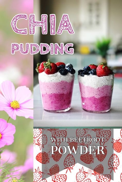 Breakfast Chia Seed Pudding with Beetroot Powder, providing 17 grams of protein per serving. Beetroot Powder Recipes, Veggie Powder, Breakfast Chia Pudding, Breakfast Jars, Chia Yogurt, Vegetable Powder, Menstrual Phase, Emma Wiggle, Chia Breakfast