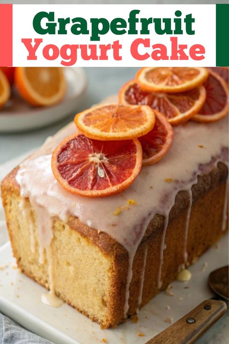 Grapefruit Yogurt Cake Recipe  Ingredients  - 1 cup plain Greek yogurt - 1 cup granulated sugar - 3 large eggs - 1/4 cup freshly squeezed grapefruit juice - 2 tablespoons grapefruit zest - 1/2 cup vegetable oil - 1 1/2 cups all-purpose flour - 2 teaspoons baking powder - 1/2 teaspoon salt  Full Cooking Instructions on... Grapefruit Cake Recipe, Pink Grapefruit Recipes, What To Do With Grapefruit, Grapefruit Dessert Recipes, Grapefruit Recipes Breakfast, Recipes With Grapefruit, Grapefruit Yogurt Cake, Grapefruit Dessert, Grapefruit Cake