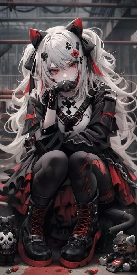 Fete Emo, Anime Gothic, Walpapers Cute, Anime Goth, Anime Show, Cyberpunk Anime, Images Kawaii, Chibi Anime Kawaii, Cool Anime Backgrounds