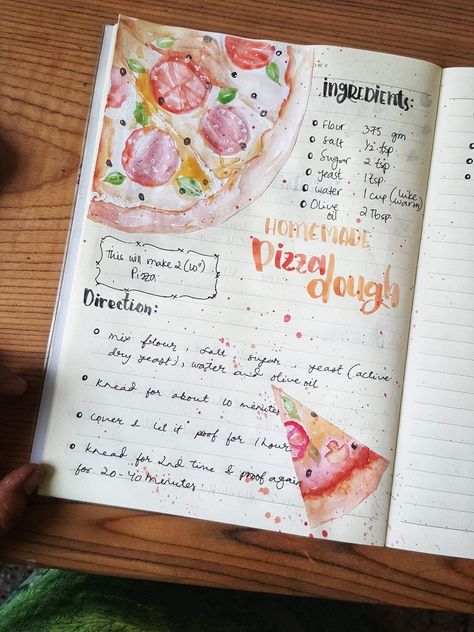 Home Made Pizza Dough, Scrapbook Recipe Book, Cottagecore Recipes, Home Made Pizza, Homemade Recipe Books, Recipe Book Design, Diy Cookbook, Recipe Book Diy, Homemade Cookbook