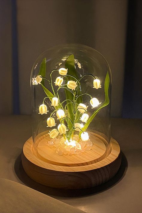 🤩Natural beauty to your room with the Lily of The Valley Flowers Night Light! 😍With its delicate and detailed design, this night light will bring a calming ambiance to any space. 🥰Perfect for nature-lovers or as a unique and thoughtful gift. Lily Of The Valley Bedroom, Lily Of The Valley Light, Lily Of The Valley Room Decor, Lilly Of The Valley Lamp, Lily Of The Valley Decor, Lily Of The Valley Lamp, Collage Dorm Room, Lily Of Valley, Accent Wall Ideas