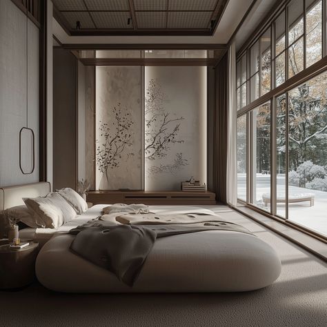 Discover tranquility in a minimalist Japanese-inspired haven! Our serene bedroom design pairs soft neutrals with warm accents, inviting comfort and relaxation. A low platform bed and nature-themed decor enhance the peaceful vibe. Follow us for more inspiring interior design ideas that transform spaces into soothing retreats. #bedroom #design_ideas #interior_design #Midjourney #JapaneseMinimalism #PeacefulRetreat #NaturalTranquility Retreat Bedroom, Zen Nature, Nature Minimalist, Low Platform Bed, Minimalist Japanese, Japanese Minimalism, Serene Bedroom, Themed Decor, Nature Themed