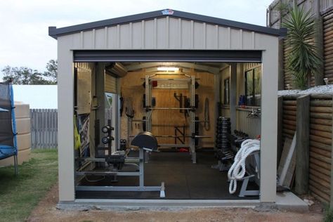 16+ Garage Gym Designs, Ideas | Design Trends - Premium PSD, Vector Downloads Gym Creative, Gym Shed, Backyard Gym, Dream Home Gym, Morton Building, House Gym, Home Gym Garage, Front Facade, Gym Garage