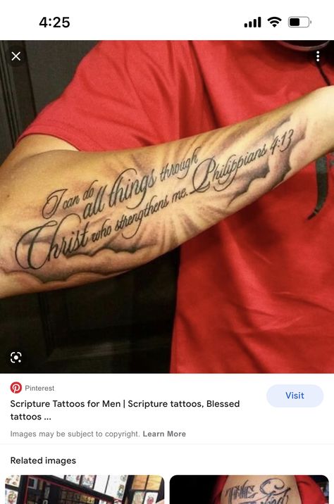 Bible Scripture Tattoos For Men Forearm, Shoulder Tattoo Men Bible Verse, Forearm Tattoo Men Sleeve Bible Verse, Fear God Forearm Tattoo, I Can Do All Things Through Christ Tattoo, Psalms 23:4 Tattoos Forearm, Jesus Tattoos, Dragon Tattoo Stencil, Bible Quote Tattoos