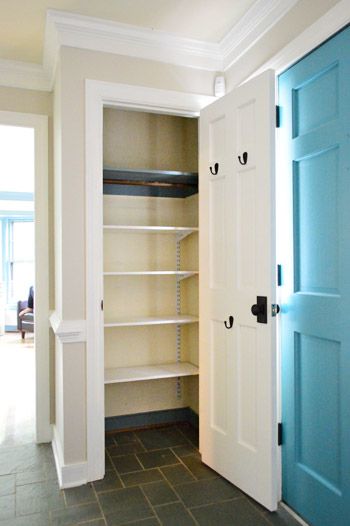 Converting An Extra Coat Closet Into Organized Toy Storage | Young House Love Small Coat Closet Ideas, Toy Closet Organization, Coat Closet Storage, Small Closet Shelving, Coat Closet Ideas, Small Coat Closet, Toy Closet, Basement Closet, Small Closet Organization Bedroom