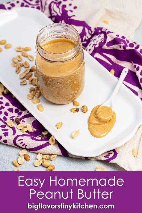 Peanut Butter At Home, Butter At Home, Making Peanut Butter, Chunky Peanut Butter, Homemade Peanut Butter, Money Saving Meals, Food Pantry, Tiny Kitchen, Creamy Peanut Butter