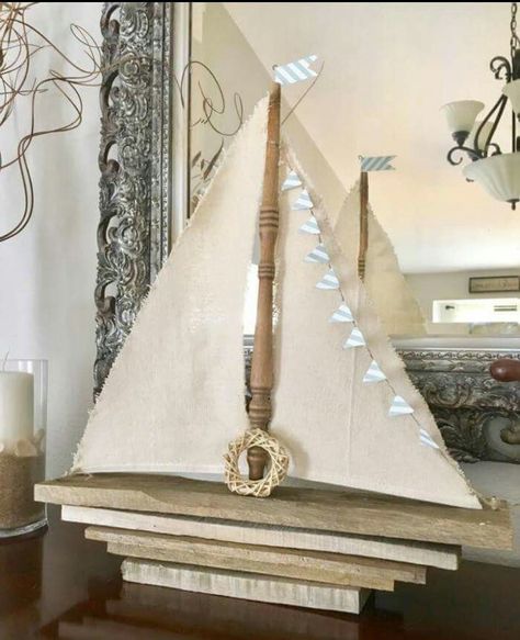 Nautical Diy Crafts, Diy Sailboat, Sailboat Craft, Nautical Decor Diy, Coastal Diy, Sailing Decor, Baby Shower Books, Sailboat Decor, Nautical Diy