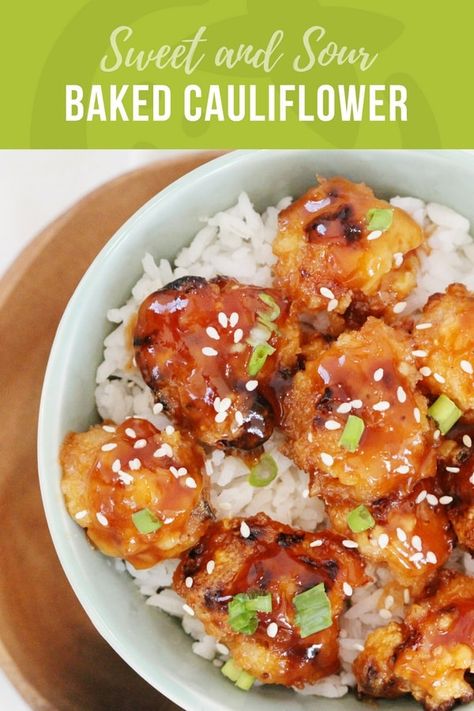 Sweet and Sour Baked Cauliflower Sweet And Sour Cauliflower, Cauliflower Baked, Broccoli Roasted, Super Healthy Kids, Baked Cauliflower, Sweet And Sour Sauce, Lord Byron, Sweet And Sour, Healthy Meals For Kids