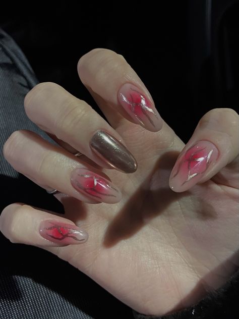 Drain Nails, Rosy Nails, Liquid Nails, Metallic Nails, Cute Nails, Nail Inspo, Drain, Nails, Pink