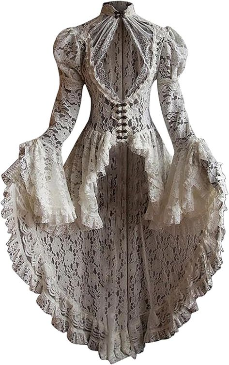 Victorian Corset Dress, Gothic Corset Dresses, Victorian Lace Dress, Stand Collar Dress, Victorian Corset, Gothic Lace, Vestidos Retro, Steampunk Dress, Women Cotton Dress