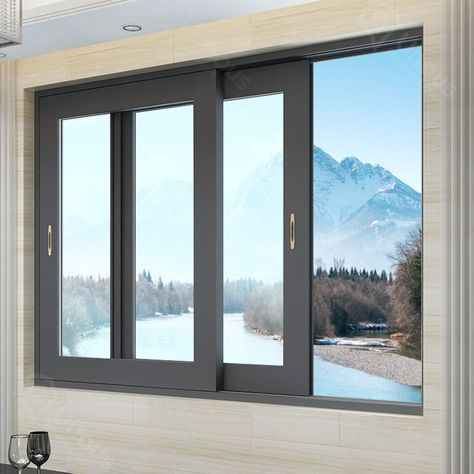 Aluminum Windows Design, Horizontal Sliding Windows, Laminated Glass, Aluminum Patio, Double Glass, Aluminium Windows, Modern Windows, Patio Door, Sliding Windows