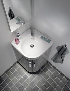 Corner Vanity Units for Compact Bathrooms - AQVA Corner Vanity Sink, Corner Basin, Corner Bathroom Vanity, Corner Sink Bathroom, Toilet And Bathroom Design, Corner Vanity Unit, Small Bathroom Sinks, Washbasin Design, Compact Bathroom