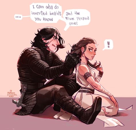 🍥 RamenDoodles🍥🍜 on Twitter: "He can braid hair and this is canon, don't @ me. #reylo #StarWars… " Reylo Comics, Reylo Fanart, Kylo Rey, Ren Star Wars, Kylo Ren And Rey, Star Wars Drawings, Rey Star Wars, Star Wars Comics, Star Wars Ships