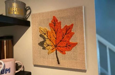 Marching North brings us a stunning maple leaf design done in punch needle.  It is a simple single leaf done is glorious autumn colors and it is simple lovely. In this tutorial you will find detailed step-by-step photos along with … Read More ... Fall Punch, Primitive Ornaments, Maple Leaf Pattern, Free Cross Stitch Designs, Punch Needle Pattern, Primitive Fall, Punch Needle Patterns, Fall Patterns, Punch Needle Embroidery