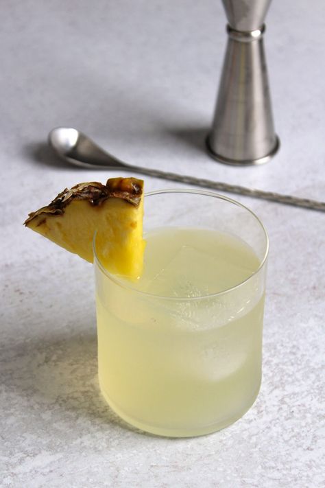 Pineapple Mezcal Old Fashioned • The Candid Cooks Mezcal Old Fashioned, Between Summer And Fall, Pineapple Juice, Simple Syrup, Drink Recipes, Lime Juice, Old Fashioned, Pineapple