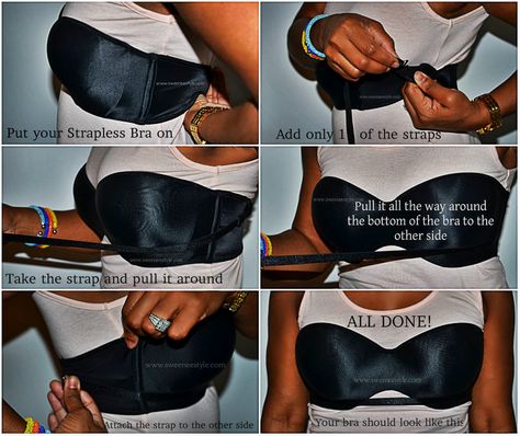 How To: Keep Your Strapless Bra in place... How did I never learn this??!!! Diy Strapless Bra, Strapless Bra Hacks, Mode Rockabilly, Bra Hacks, Looks Chic, Clothing Hacks, Strapless Bra, Up Girl, Looks Style