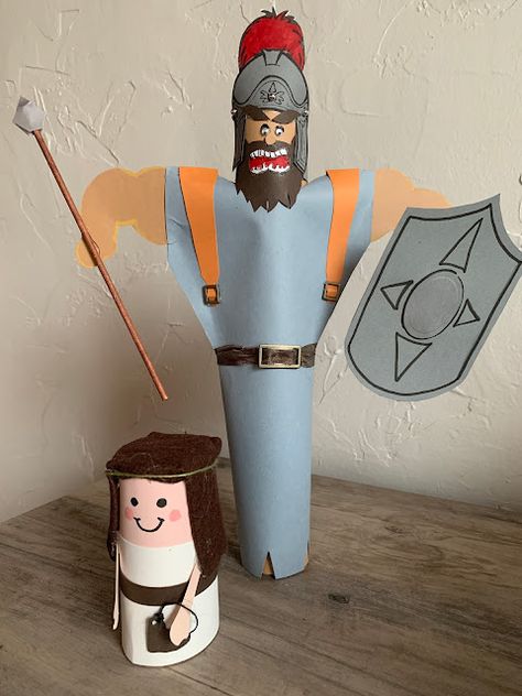 David Bible Crafts For Kids, David Goliath Craft For Kids, David Goliath Craft, David And Goliath Craft Preschool, David And Goliath Art, David Craft, David And Goliath Craft, Faith Craft, Over Fifty Fashion