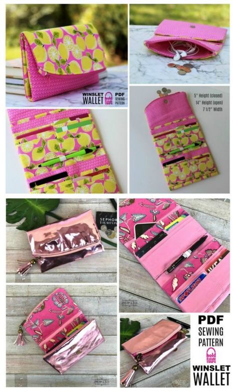 1 Hour Sewing Projects, Diy Fabric Purses, What To Sew, Wallet Sewing Pattern, Sew Wallet, Diy Sewing Gifts, Fabric Wallet, Modern Bag, Sewing Purses