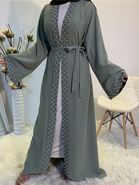 Abaya Dress | Arabian Boutique Habits Musulmans, Spring Workout, Abaya Design, Abaya Kimono, Evening Dress Long, Dubai Abaya, Open Abaya, Modest Outfit, Hijab Styles