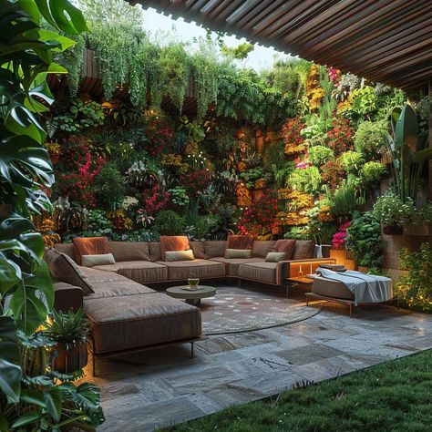 Patio Jungle Ideas, Patio Privacy Ideas Plants, Bedroom With Private Garden, Tropical Terrace Garden, Creating Privacy In Backyard With Plants, Bedroom Plant Ideas, Plant Ideas Indoor, Garden Design Tropical, Garden Patio Ideas