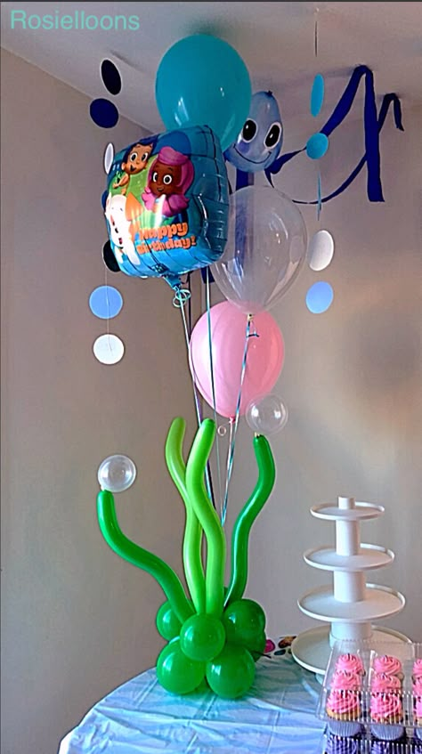 Bubble Guppies Decorations, Bubble Guppies Themed Birthday Party, Bubble Guppies Birthday Party Ideas, Sea Themed Birthday Party, Bubble Guppies Birthday Party, Shark Themed Party, Bubble Guppies Party, Ocean Birthday Party, Shark Themed Birthday Party