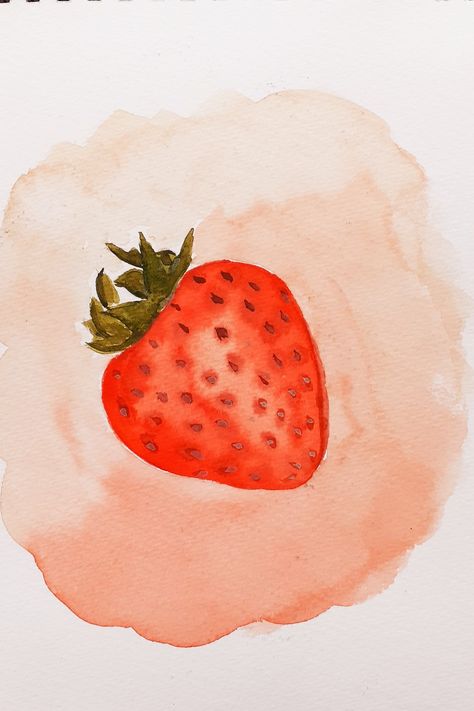 Watercolor strawberry painting Painting Strawberries, Watercolor Strawberries, Strawberries Painting, Watercolor Strawberry, Painted Strawberries, Watercolor Strawberry Tutorial, Strawberry Painting Easy Cute, Strawberries Watercolor Painting, Strawberry Painting