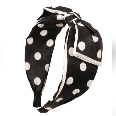 New! Polka Dot Headband. Black Headband With White Polka Dots. Large Bow On Top. Bundle To Get A Discount. No Slip Headbands, Thick Headbands, Polka Dot Headband, Hair Brooch, Headband Wrap, Headband Black, Red Headband, Spa Headband, Wedding Hair Clips