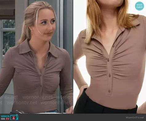 Contour at Aritzia Contour Speaker Bodysuit worn by Josslyn Jacks (Eden McCoy) on General Hospital Eden Mccoy, Aritzia Contour, Samba Dress, Paris Family, Kimmy Schmidt, Unbreakable Kimmy Schmidt, Lilly Singh, Worn On Tv, Hospital Outfit