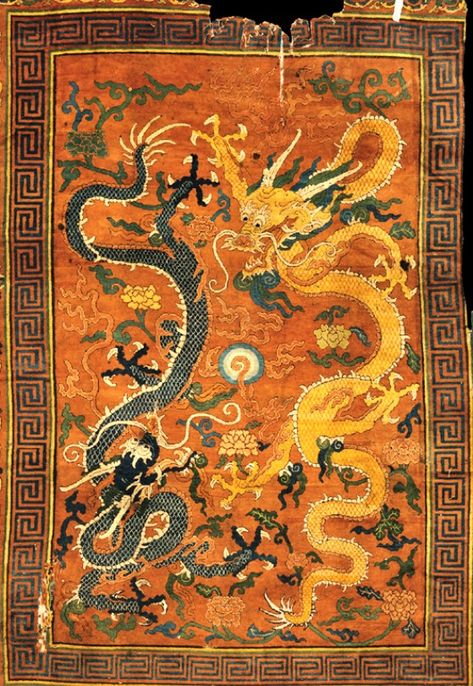 Imperial two dragon carpet motif, Wanli period, Beijing, 16th century. Antique Carpets, 16th Century, Islamic Art, Art Object, Lovers Art, Bohemian Rug, Carpet, Art