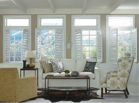 Room with a View: How to Accent Your Listing’s Stellar Outdoor Views Window Shutters Interior, Interior For Bedroom, Window Treatments Bathroom, Classic Shutters, American Blinds, Shutters Living Room, Shutters Interior, Living Room Window Treatments, Bedroom Window Treatments