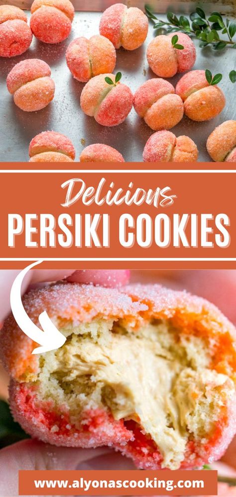 These delicious Persiki cookies are simple deserts traditionally found in Russian and Ukrainian culture, especially at weddings! These peach cookies are full of apricot, dulce de lech cream, then soaked and garnished to look like an actual peach. This super popular soft pastry is easy to make, and the recipe does not require fancy tools! Simple Deserts, Fancy Cookie Recipes, Peach Cookies Recipe, Ukrainian Desserts, Peach Cookies, Fancy Desserts Recipes, Russian Desserts, Ukrainian Culture, Peach Desserts