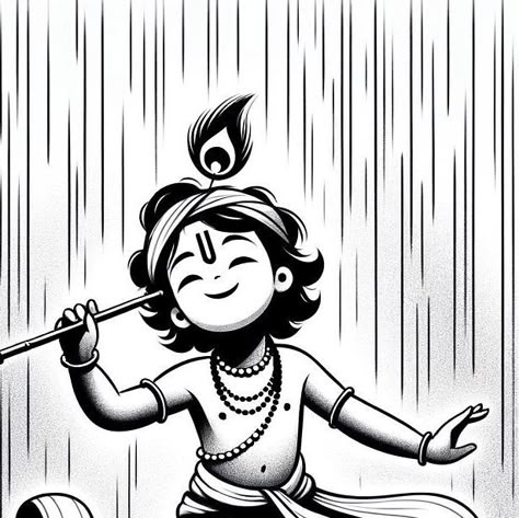 Radha Krishna Black And White, Drawing Enemy, Krishna Black And White, Cute Krishna Drawing, Cute Krishna Painting, Krishna Black, God Painting, Drawing Pics, Krishna Drawing