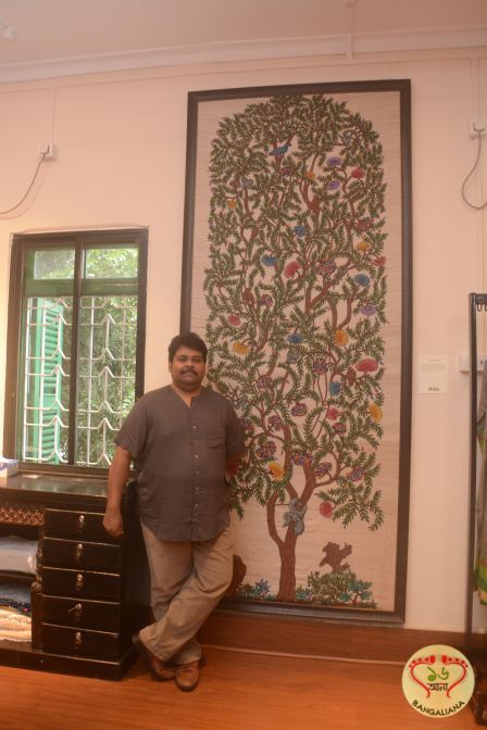 Designer Gaurang Shah’s “Kalpavriksha- The Sacred Tree of Life” Showcased http://fashion.sholoanabangaliana.in/designer-gaurang-shahs-kalpavriksha-the-sacred-tree-of-life-showcased/ Kalpavriksha Tree Painting, Tree Of Life Painting On Wall, Kalpvruksh Tree Art, Kalpavruksh Tree Painting, Kalpavruksh Tree, Madhubani Tree Of Life, Diy Interior Painting, Madhubani Tree, Kalpavriksha Tree