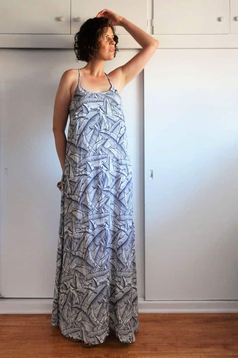 10 Free Slip Dress Pattern Beginners Can Sew - Its Overflowing Diy Lounge Wear, Dress Sewing Pattern Free, Slip Dress Sewing Pattern, Slip Dress Pattern, Lounge Wear Dress, Sewing Pattern Free, Dress Sewing Patterns Free, Summer Slip Dress, Sundress Pattern