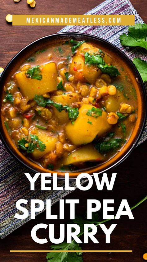 Split Pea Curry, Yellow Split Pea Recipe, Curry With Potatoes, Yellow Split Pea, Pea Curry, Yellow Split Peas, Vegetarian Soup Recipes, Dal Recipe, Curry Spices