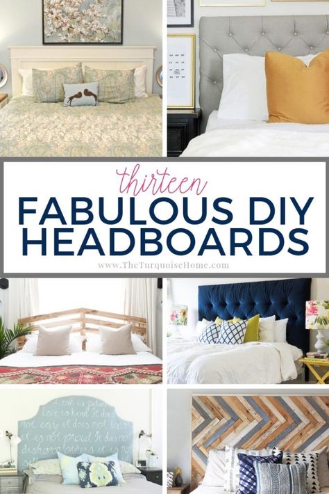 13 Fabulous DIY Headboard Ideas {How to Make a Headboard} Believe me that it's not as hard as it looks to make your own headboard! You'll be inspired to create a DIY headboard in no time!   #DIYheadboard #DIYheadboards #easyDIYheadboard #headboardideas #diyhomedecoronabudget Do It Yourself Headboards, Diy Fabric Headboard, Fabric Headboards, Diy Upholstered Headboard, Make Your Own Headboard, Make A Headboard, Diy Headboard Ideas, Headboard Projects, Farmhouse Headboard